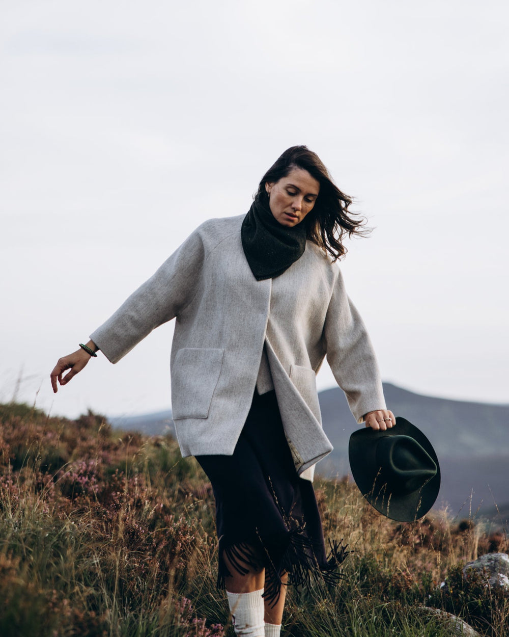 Women's Tweed Alpaca Cape Coat