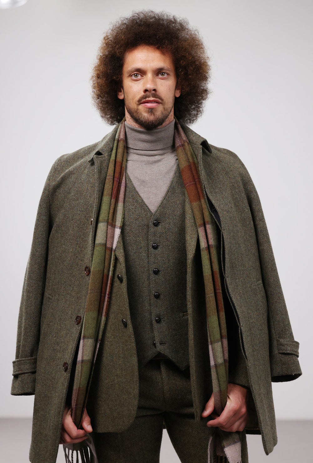 Moss Green Tweed Waistcoat & Vest