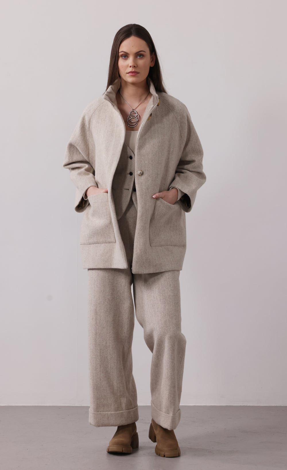 Women's Tweed Alpaca Cape Coat