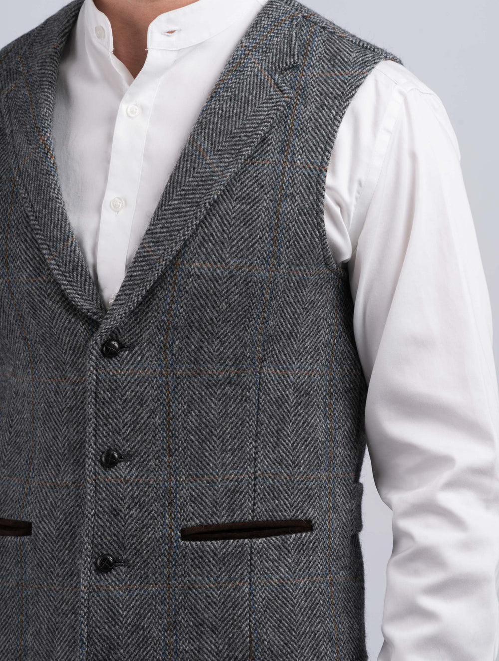 Grey Hunting Tweed Waistcoat & Vest With Revere