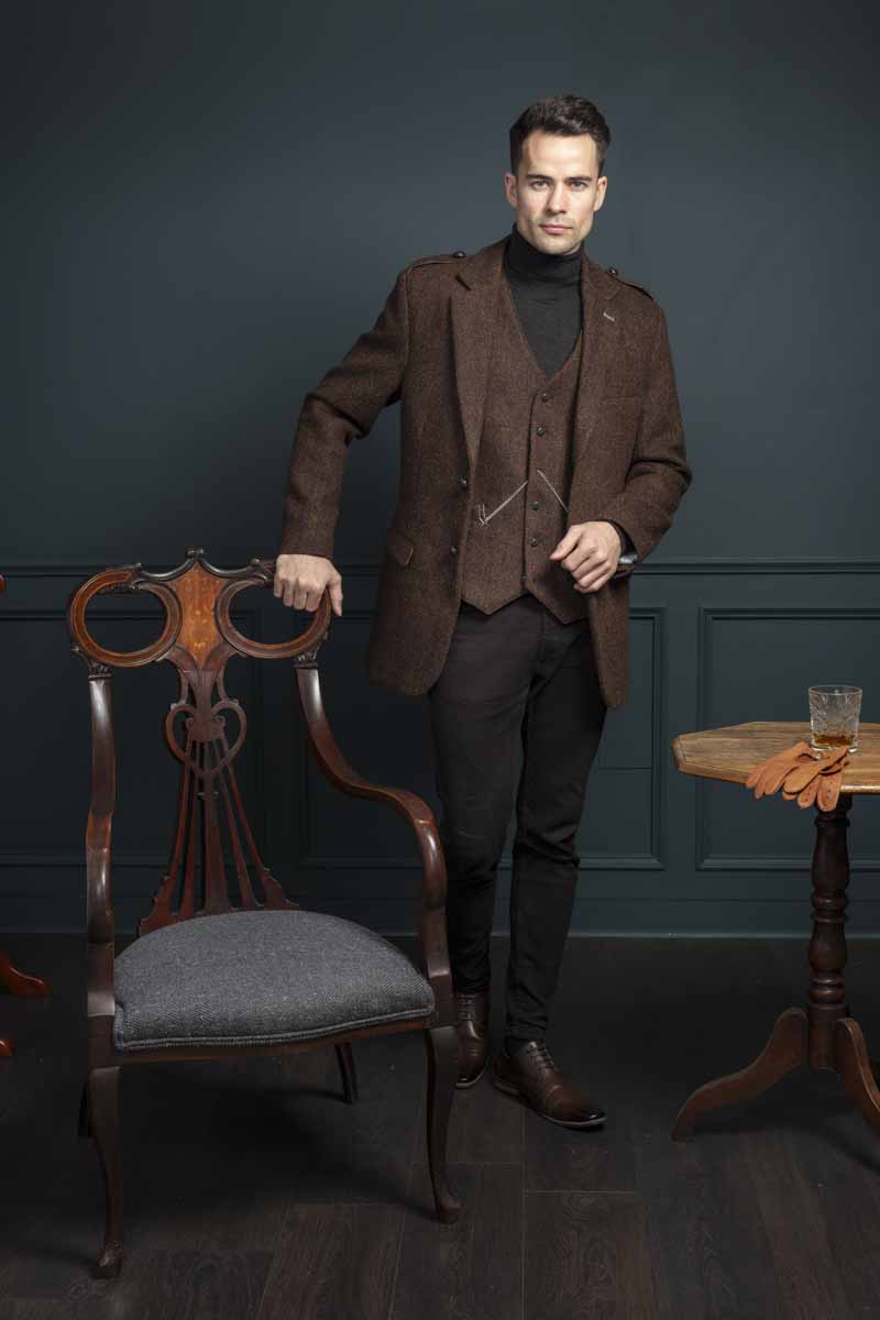 Brown Herringbone Tweed Jacket