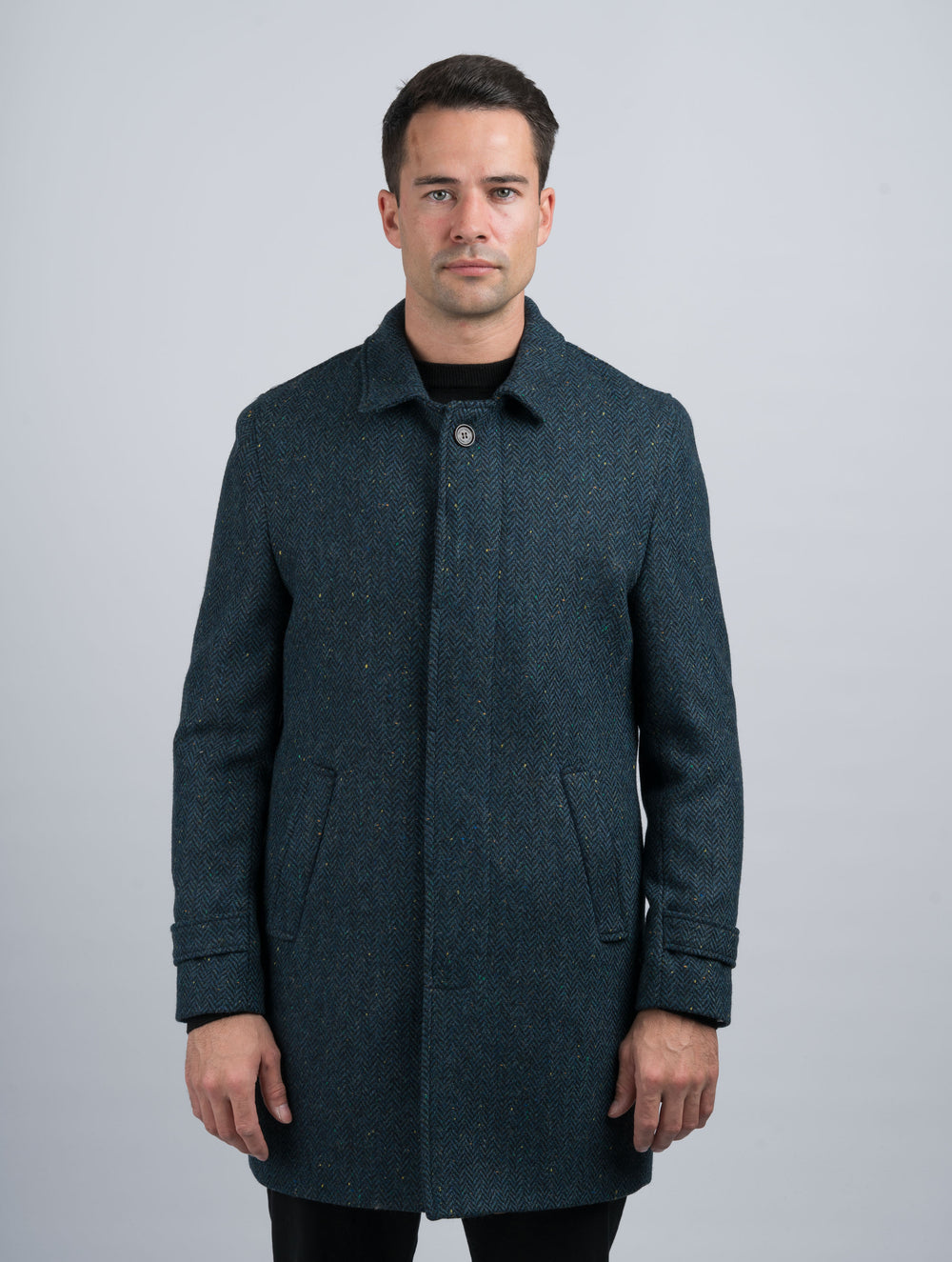 Men's Blue Herringbone City Coat