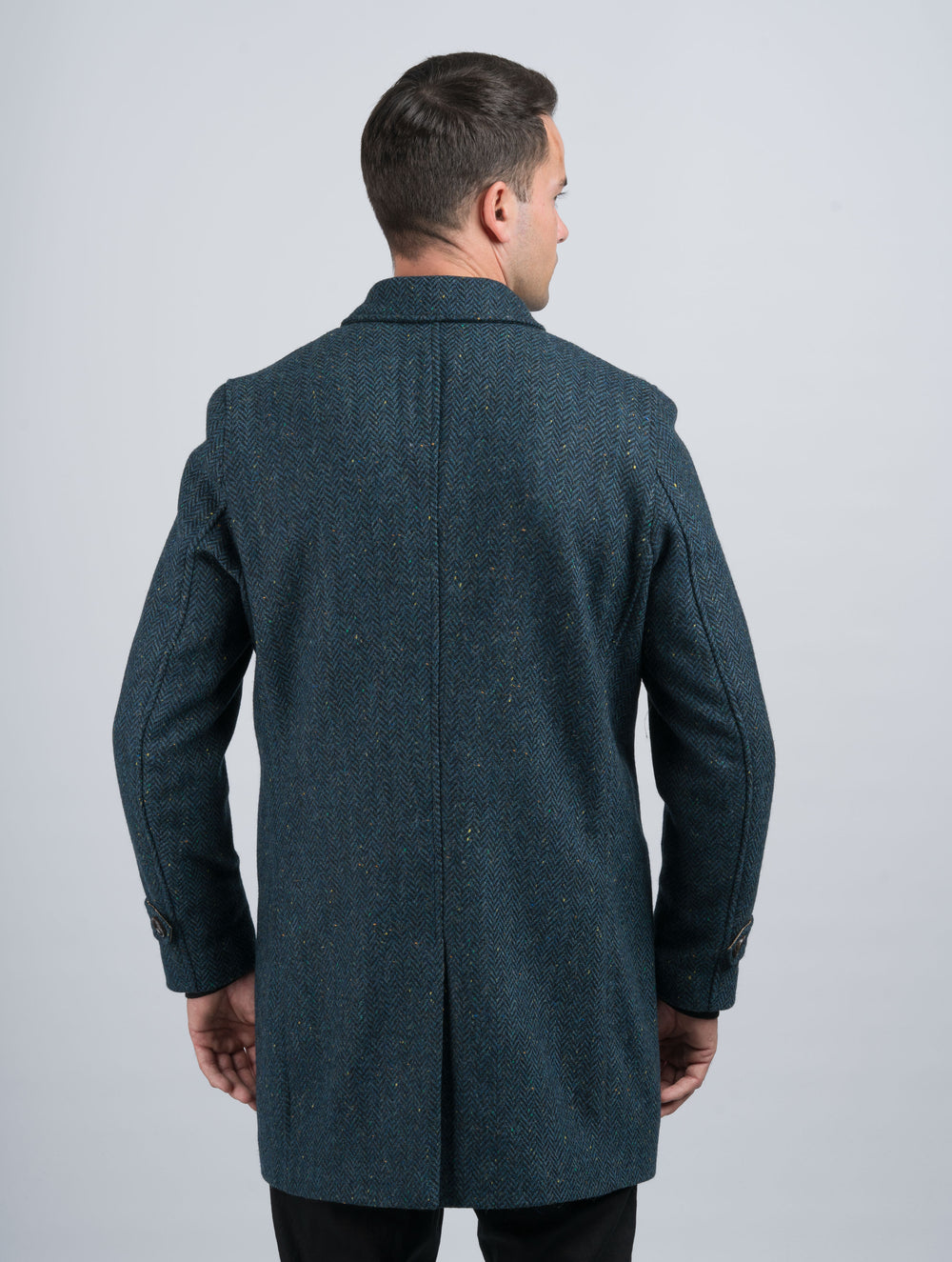 Men's Blue Herringbone City Coat