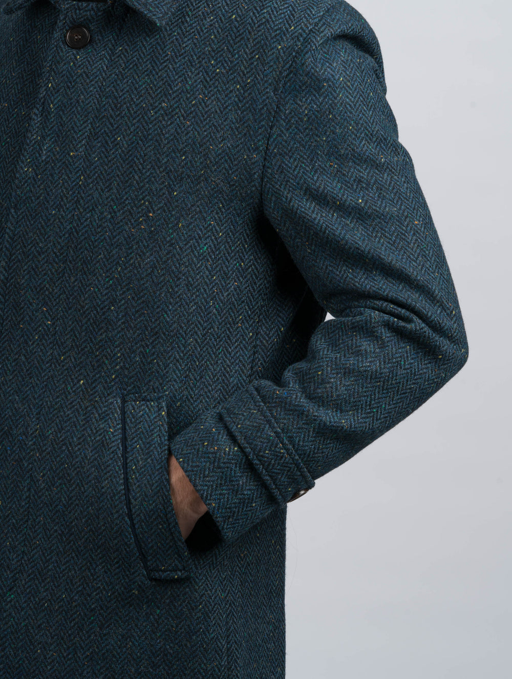 Men's Blue Herringbone City Coat