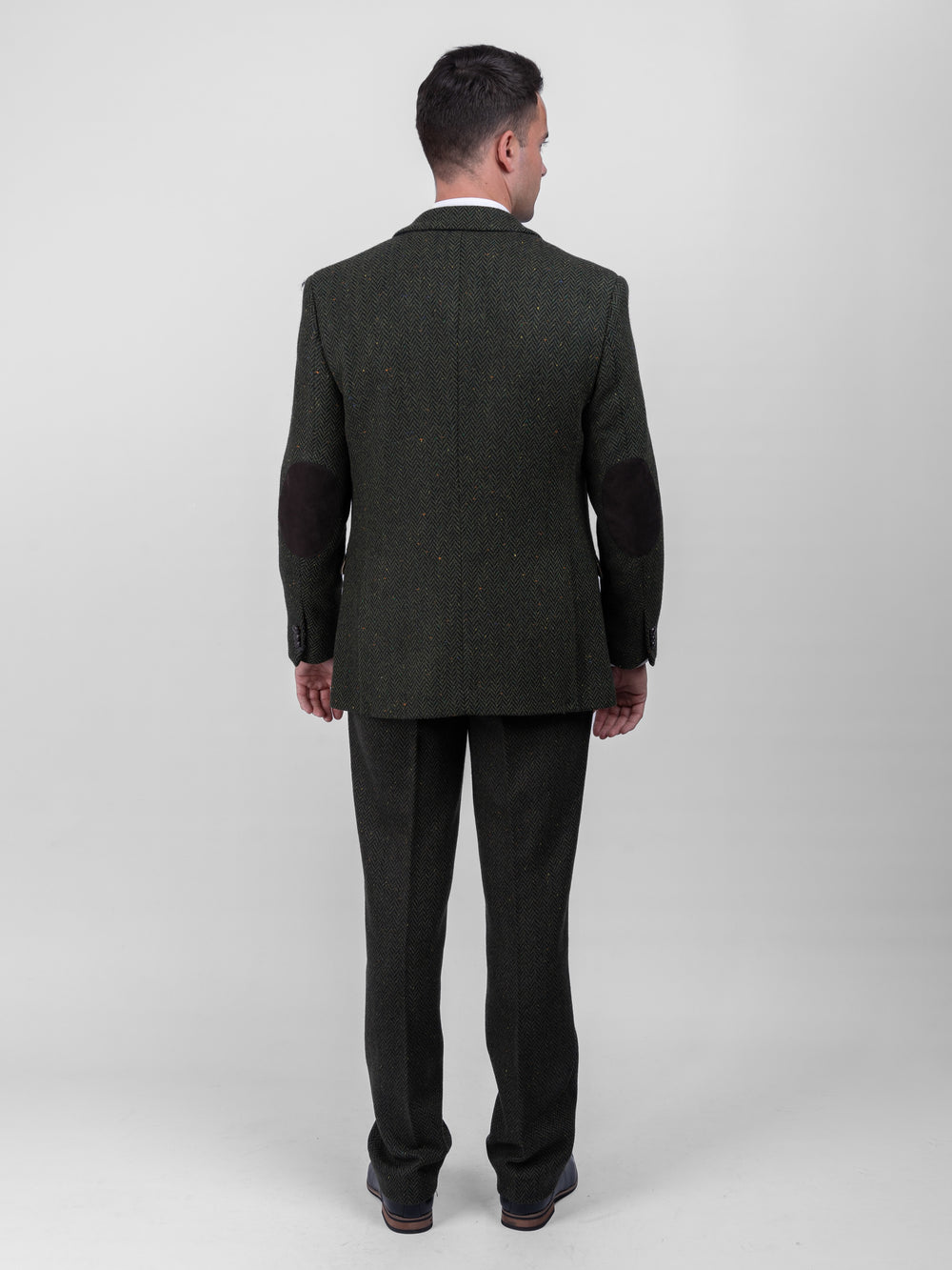 Green Herringbone Tweed Three Piece Suit