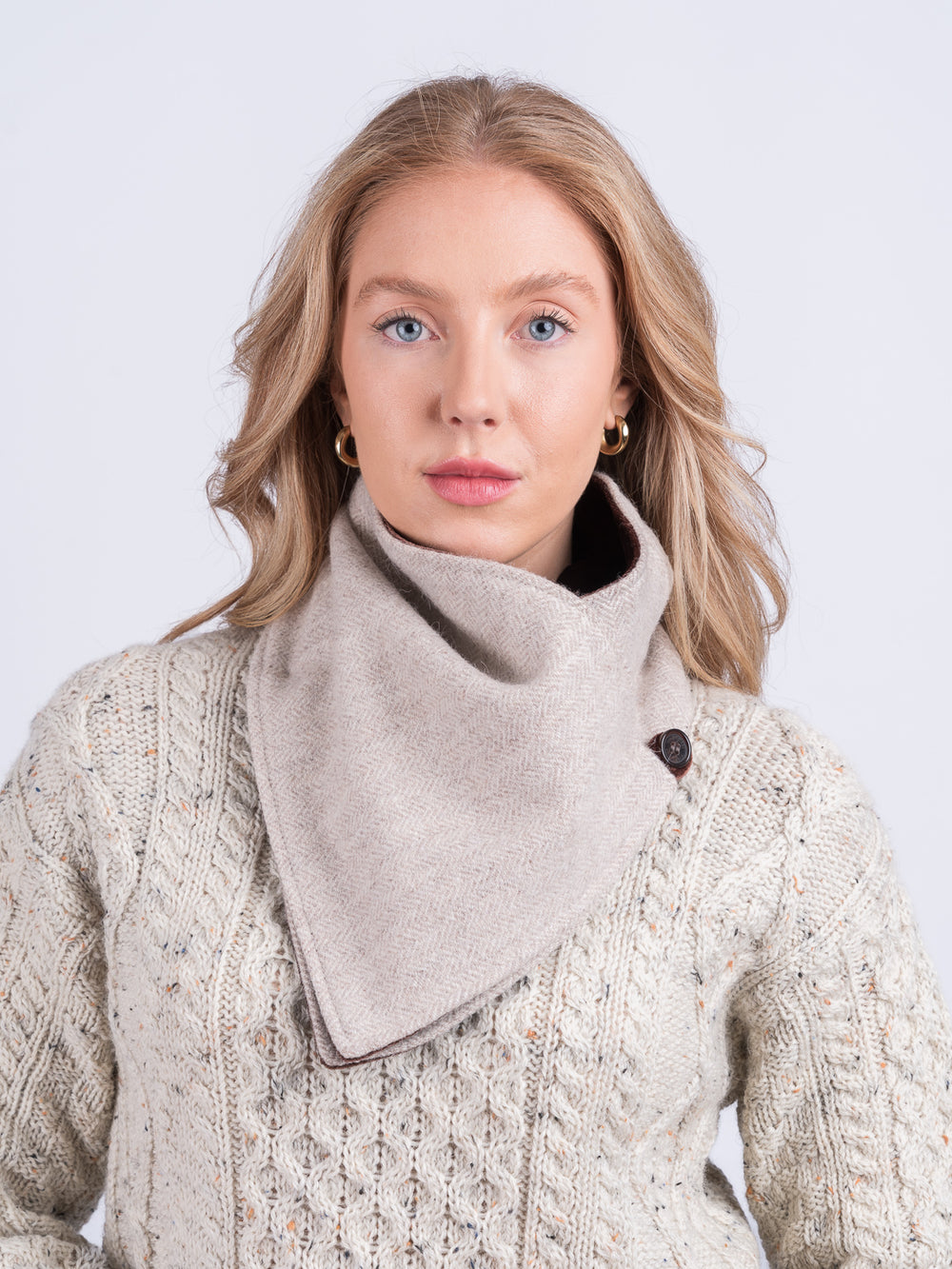 Alpaca Wool Tweed Snood Scarf With Reversible  Velvet