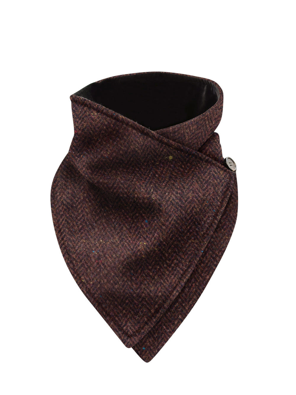 Brown Herringbone Tweed Snood Scarf with Reversible Velvet
