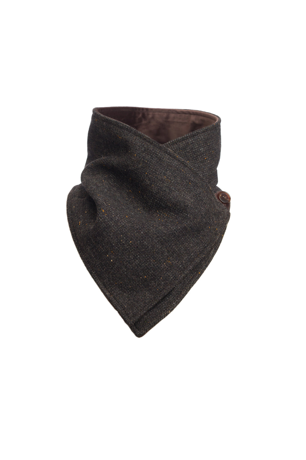 Brown Hopsack Tweed Snood Scarf with Reversible Velvet