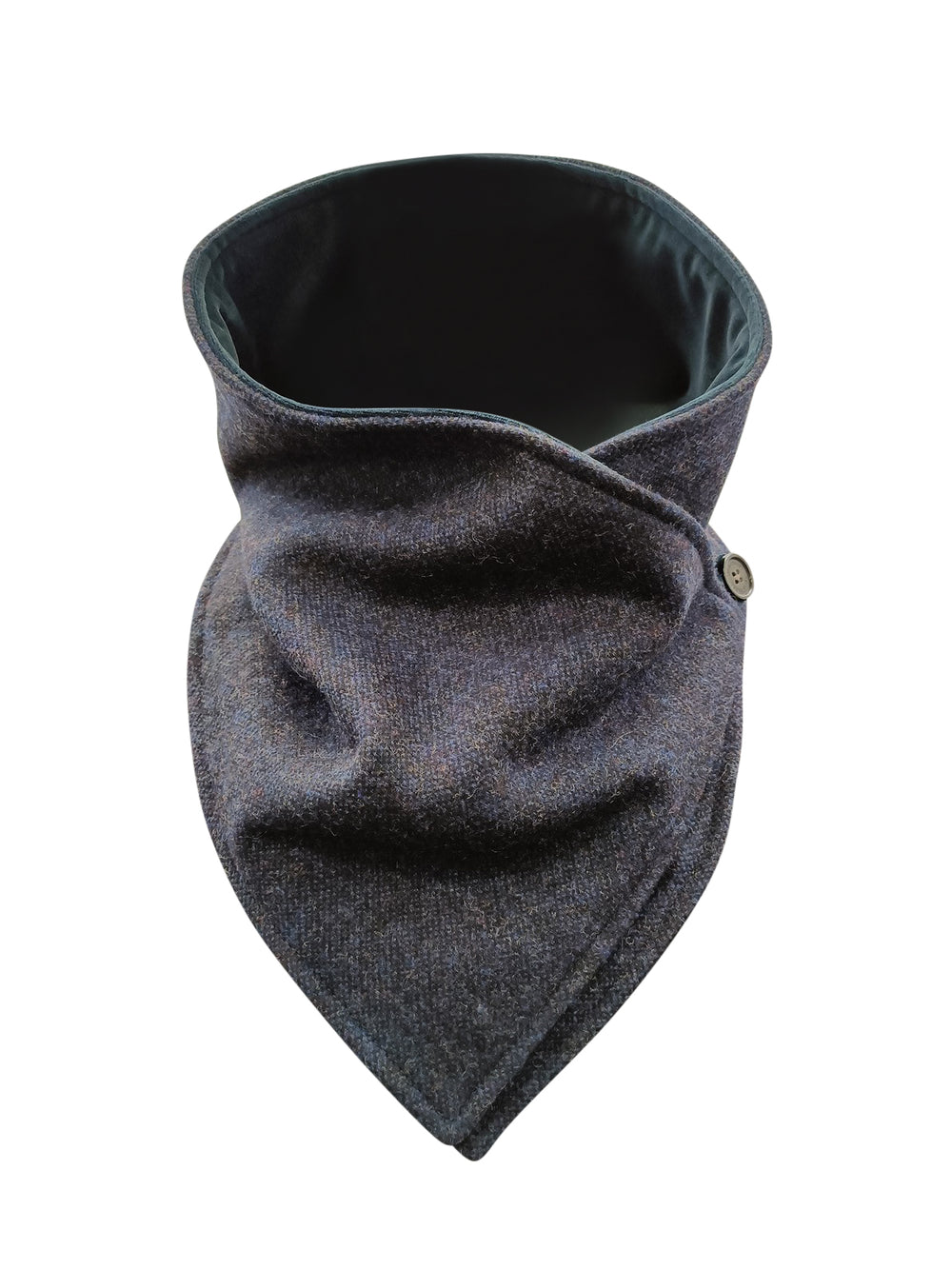 Navy Tweed Snood Scarf with Reversible Velvet