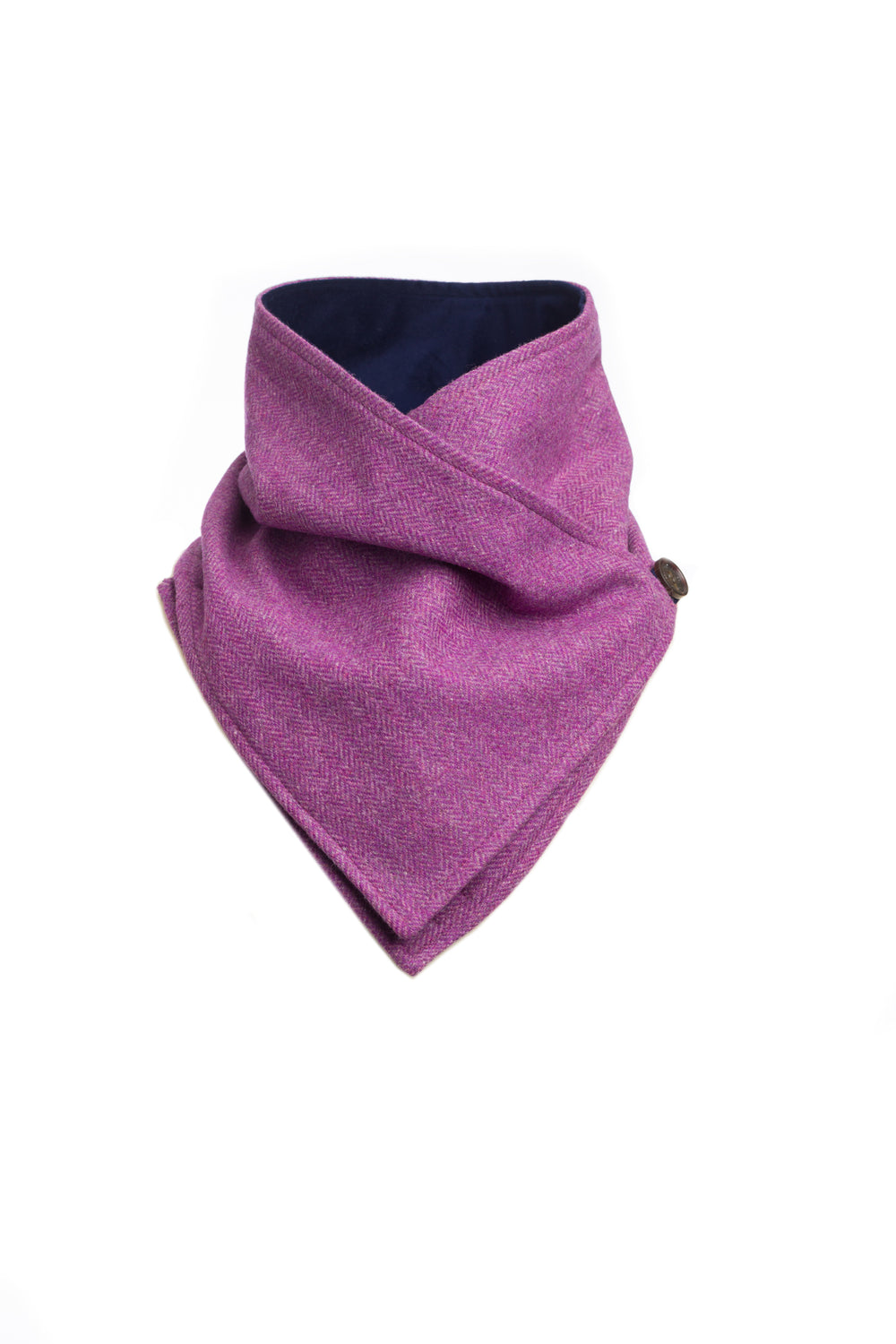 Orchid Herringbone Tweed Snood Scarf with Reversible Velvet