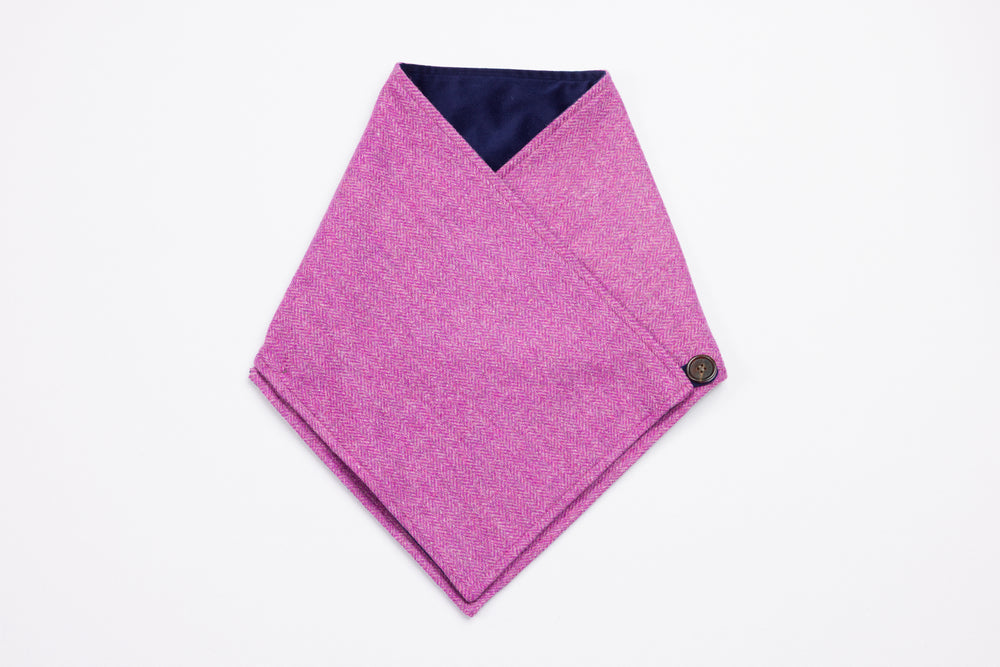 Orchid Herringbone Tweed Snood Scarf with Reversible Velvet