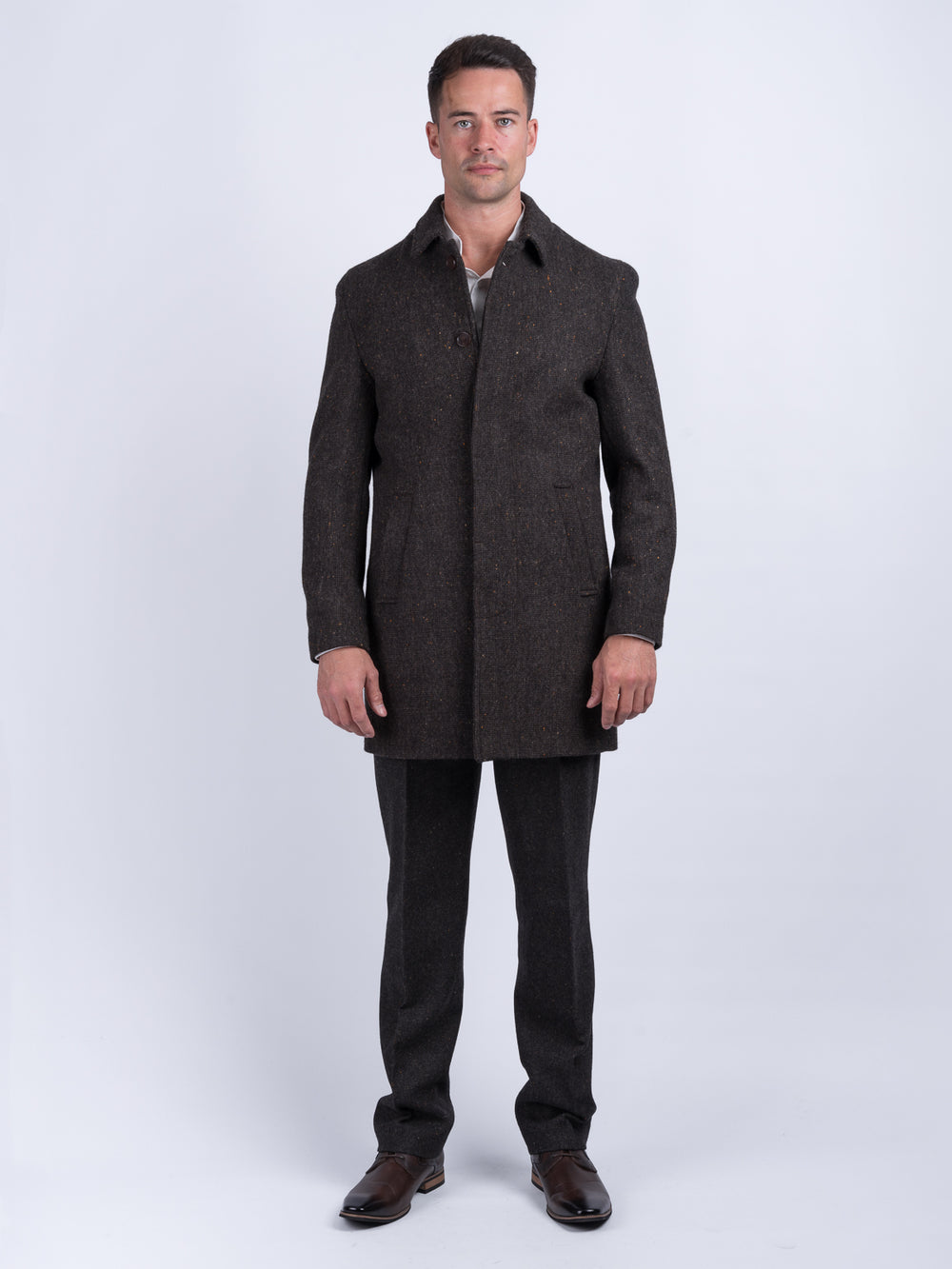 Men's Brown Hopsack City Coat