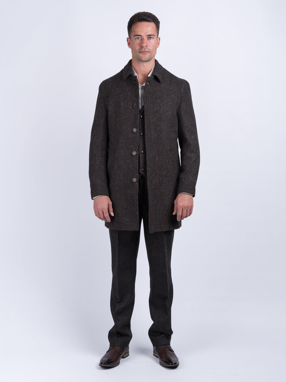 Men's Brown Hopsack City Coat