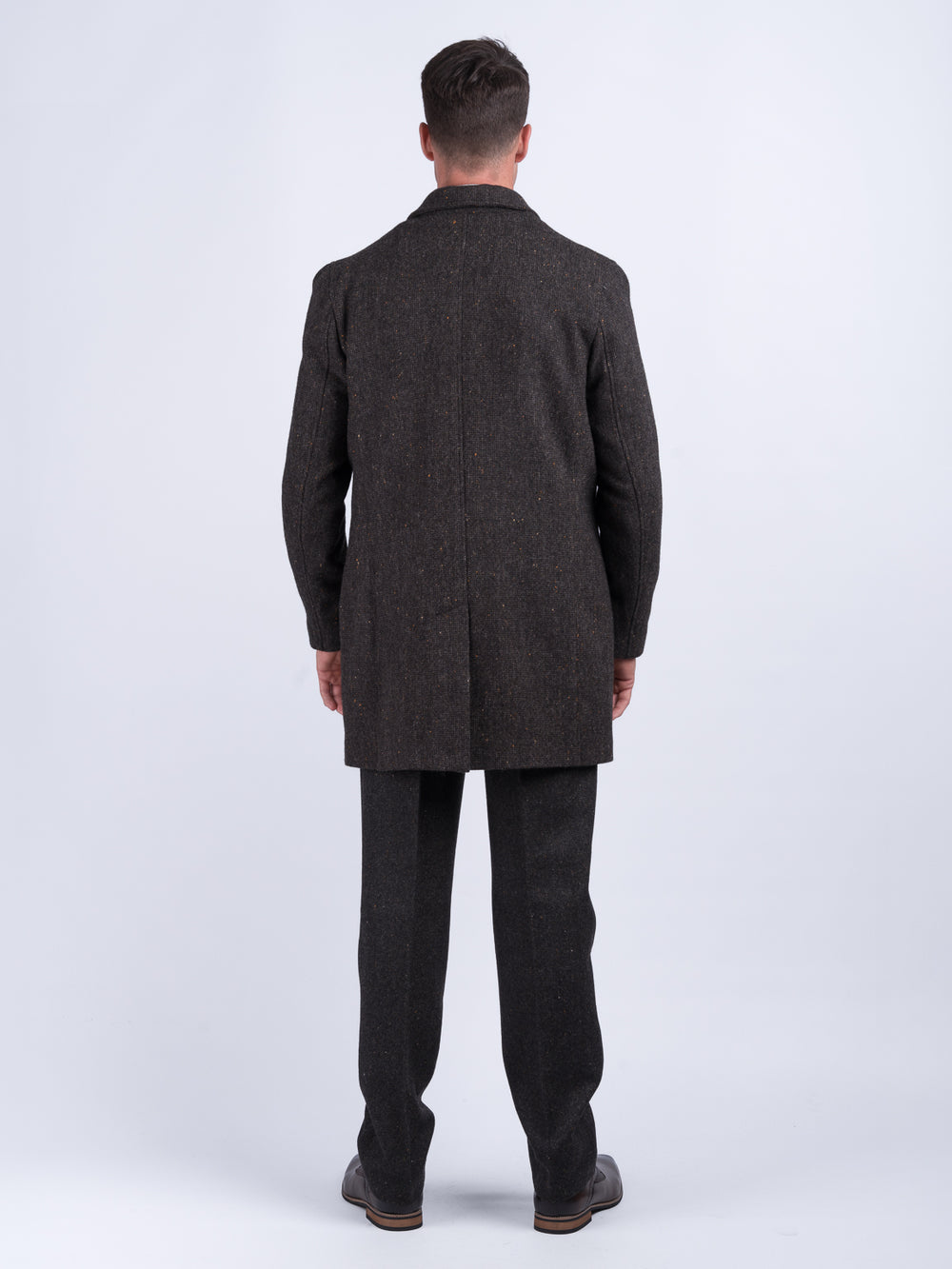 Men's Brown Hopsack City Coat