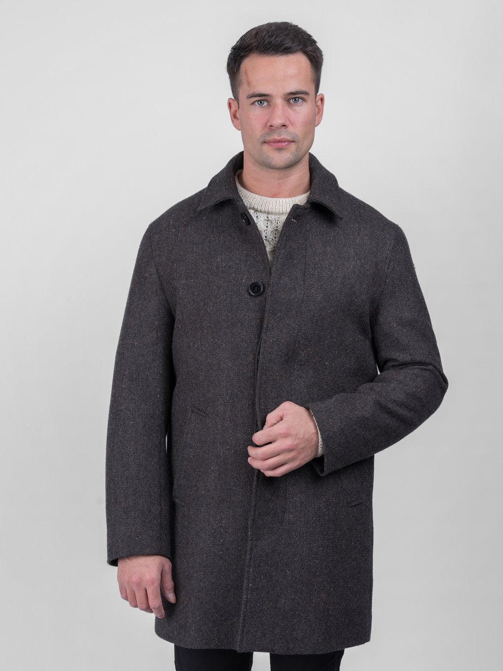 Men's Brown Hopsack City Coat