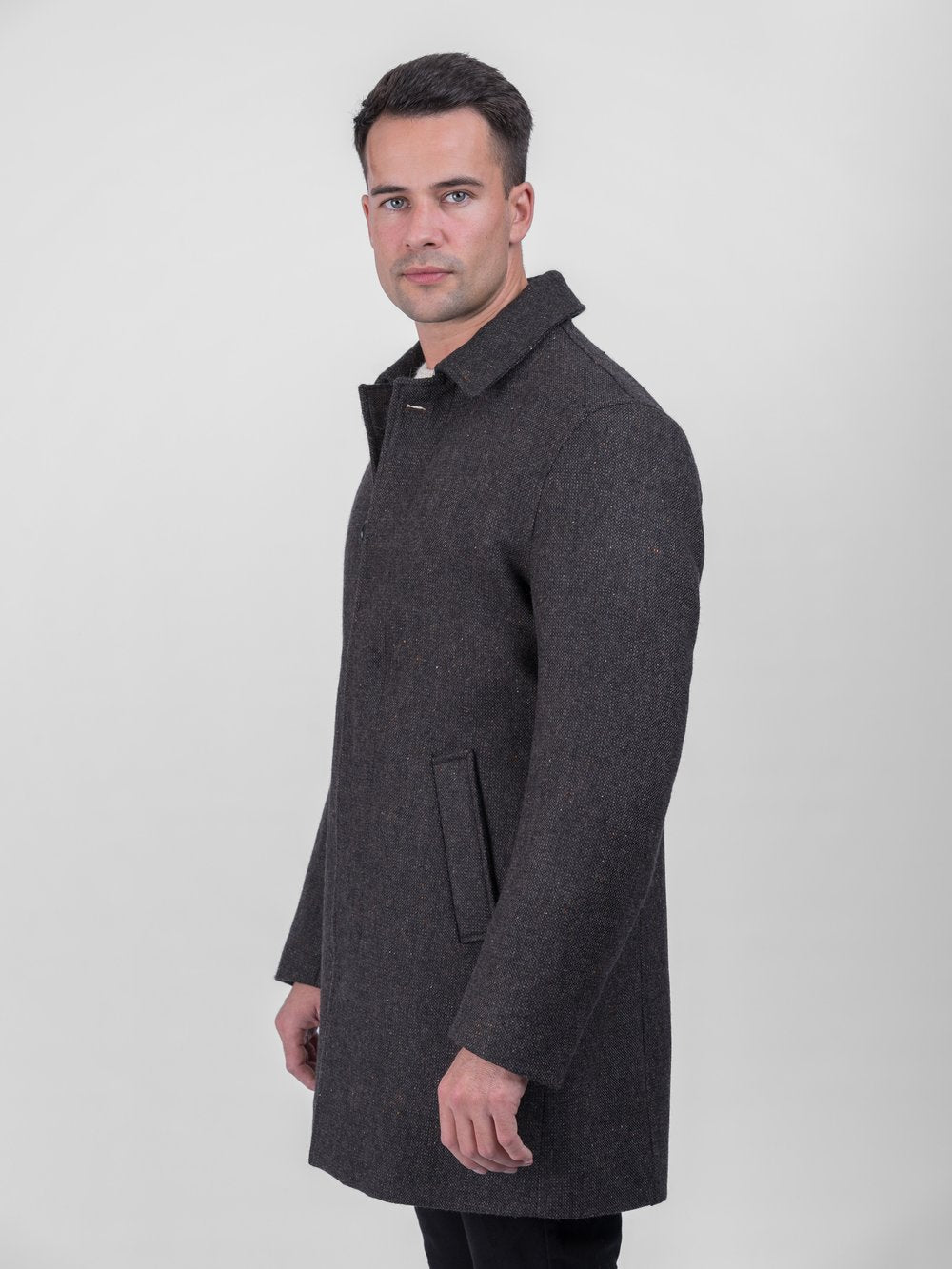Men's Brown Hopsack City Coat