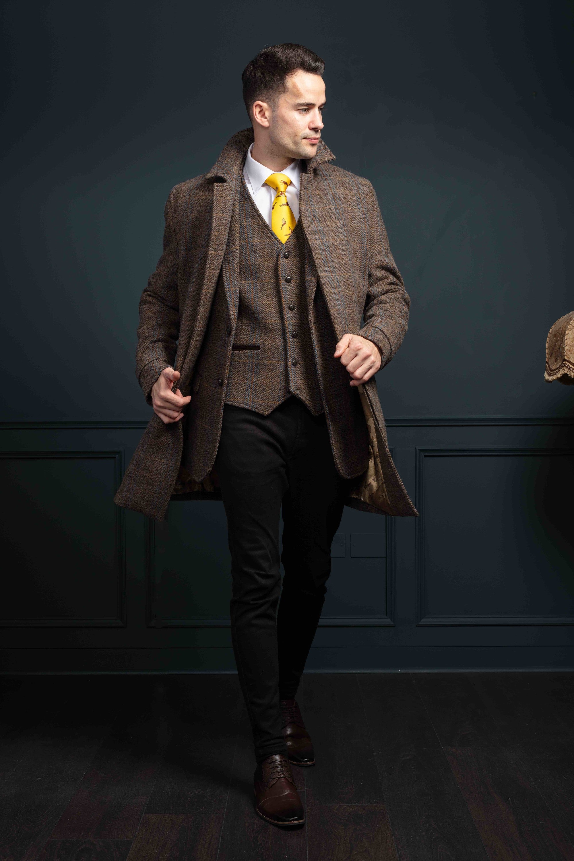 Hynes Harris tweed manteau brun-forme de chasse brun Hynes Harris tweed manteau brun-forme de chasse brun