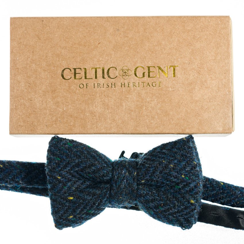 WB Yeats Irish Blue Herringbone Bowtie