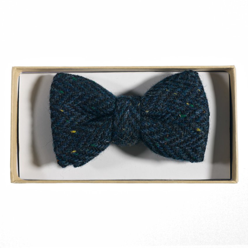 WB Yeats Irish Blue Herringbone Bowtie