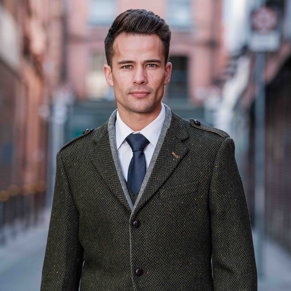 Pearse Green Herringbone Tweed Jacket