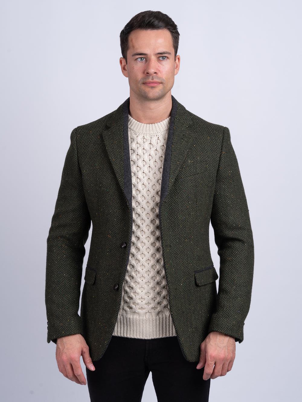 Veste coupe classique verte à carreaux