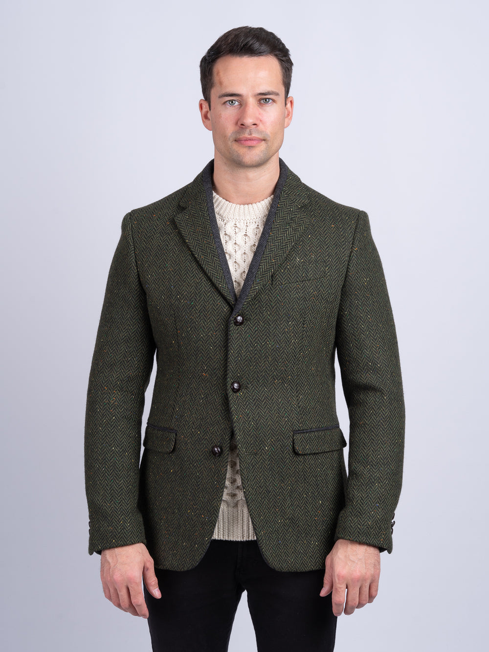 Veste coupe classique verte à carreaux