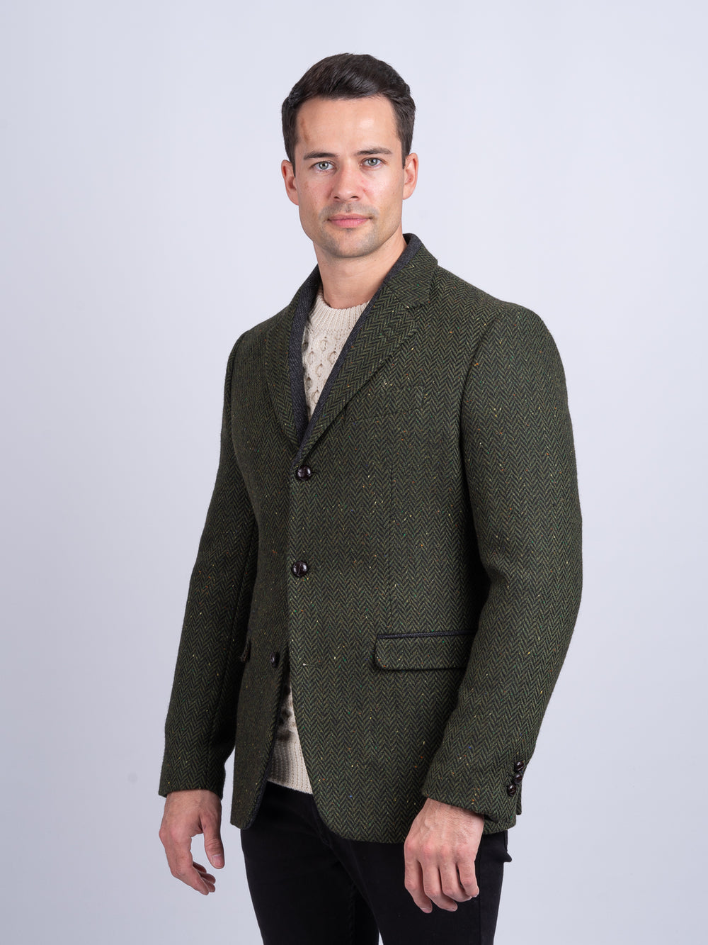 Veste coupe classique verte à carreaux