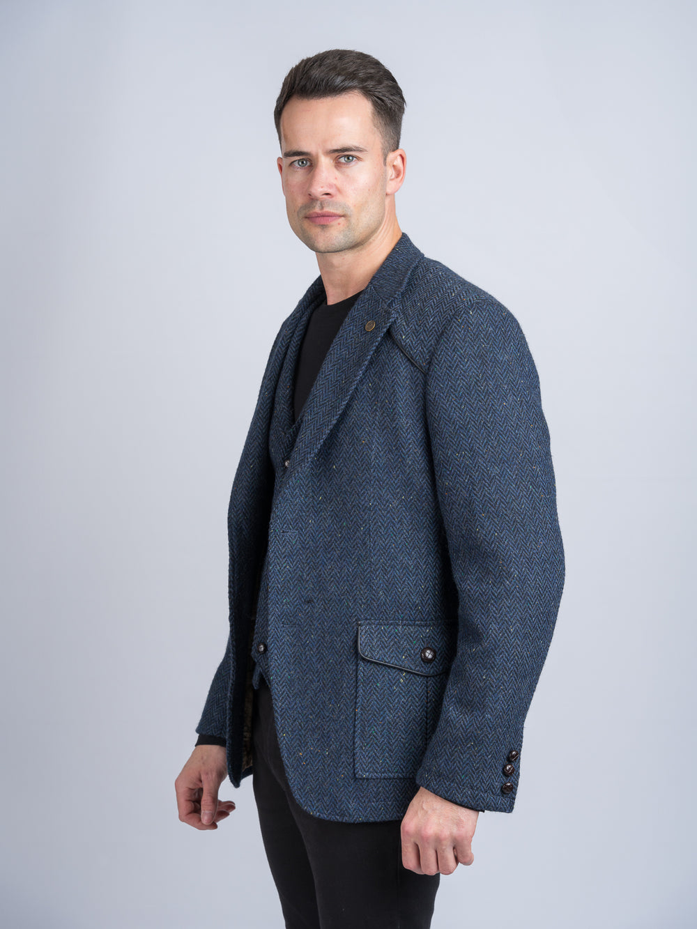 W.B Yeats Blue Slim Fit Jacket