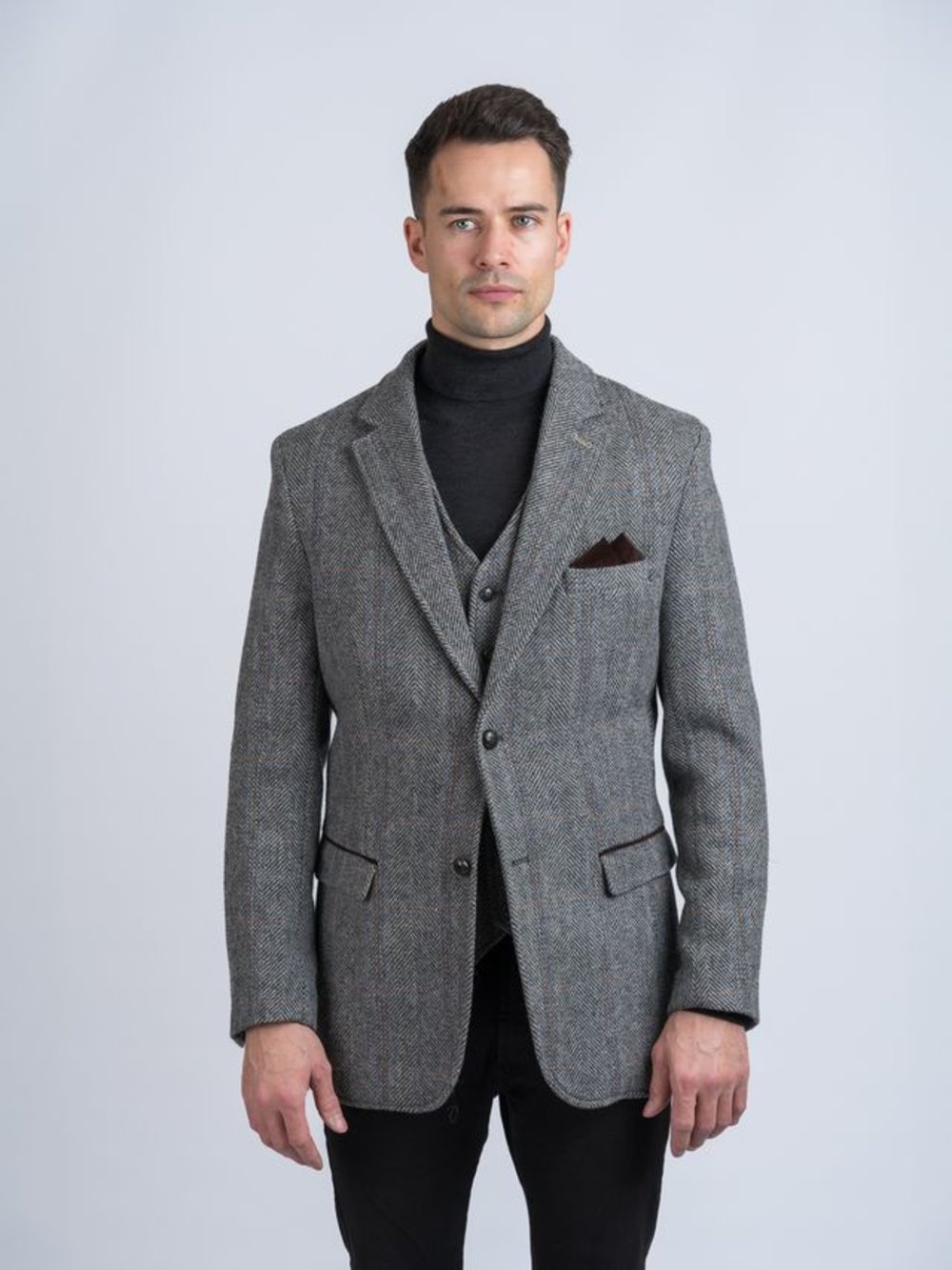 Grey Hunting Tweed Jacket with Moleskin Trim