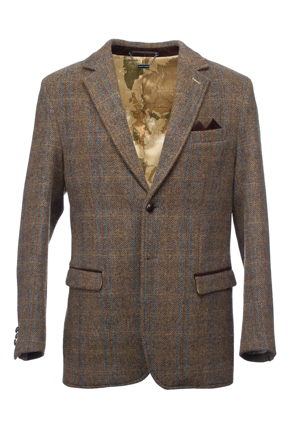 Horse Brown Hunting Tweed Jacket with Moleskin Trim