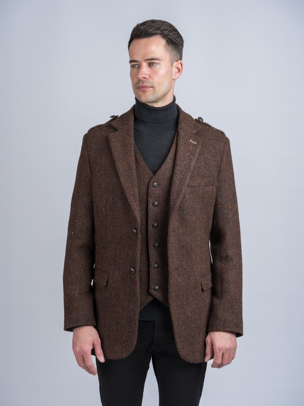 Der O'Brien Brown Herringbone Tweed