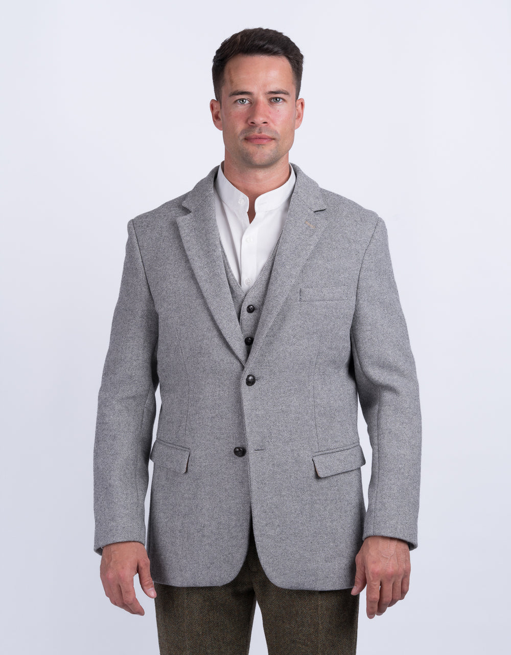 Muireann Light Grey Classic Fit Tweed Jacket and Blazer