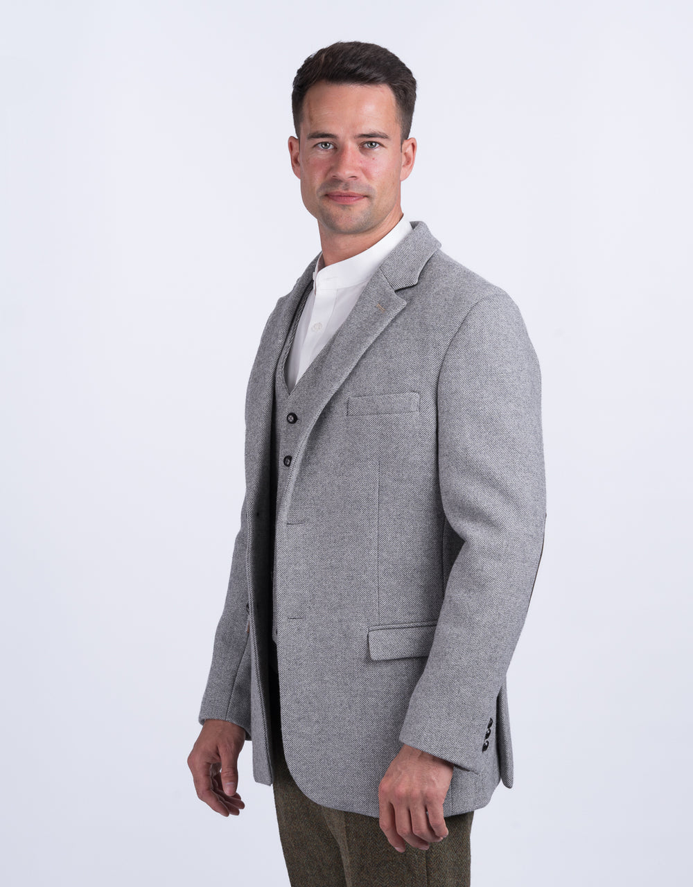 Muireann Light Grey Classic Fit Tweed Jacket and Blazer