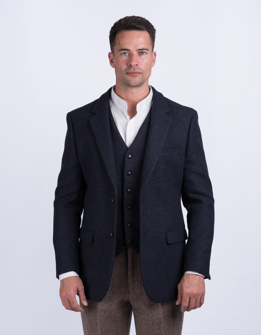 Ryan Dark Navy Classic Fit Tweed  Jacket And Blazer