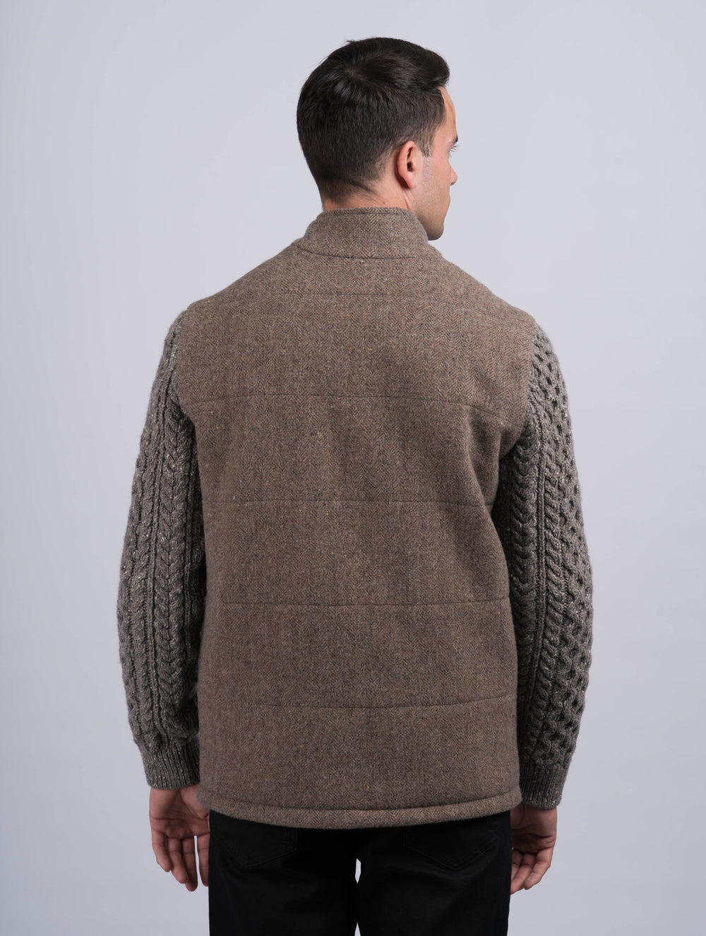 Fawn Shackleton Jacket With Rocky Road Cable Knit Sleeve