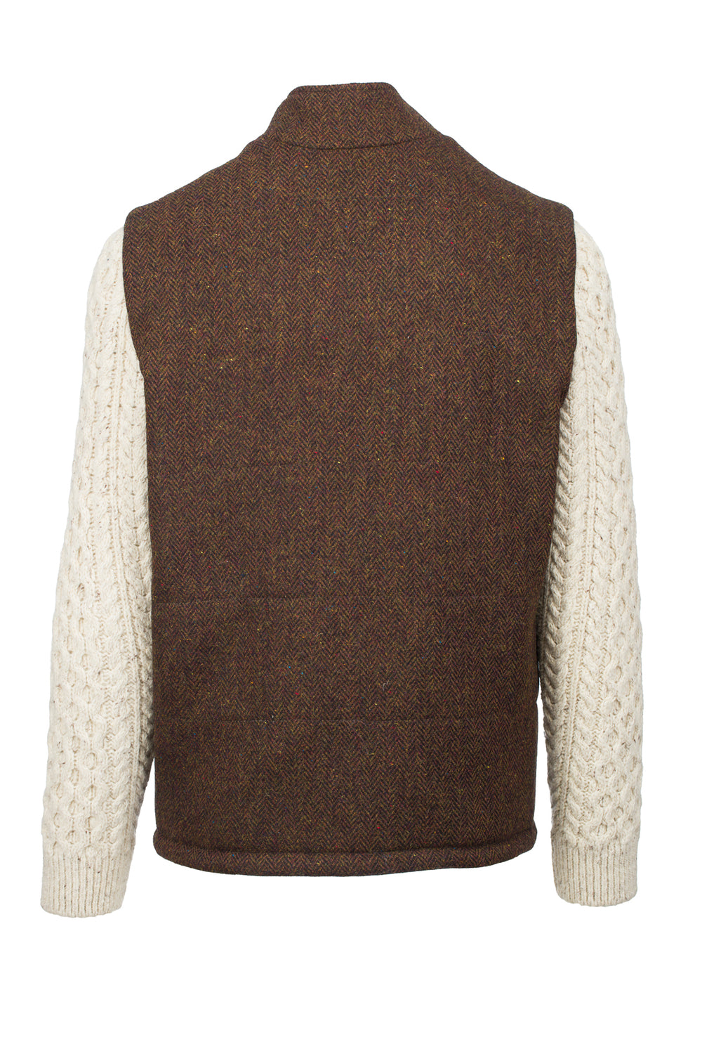Brown Herringbone Shackleton Jacket With Natural Cable Knit Sleeve