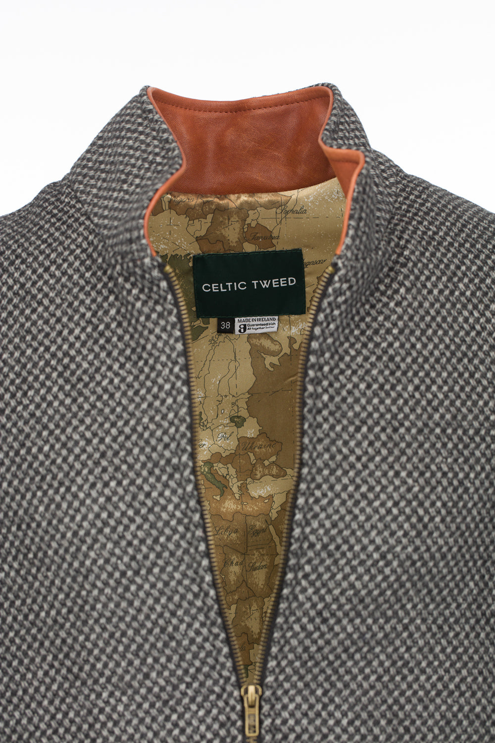 Veste Shackleton grise à diamants avec manches en tricot torsadé anthracite
