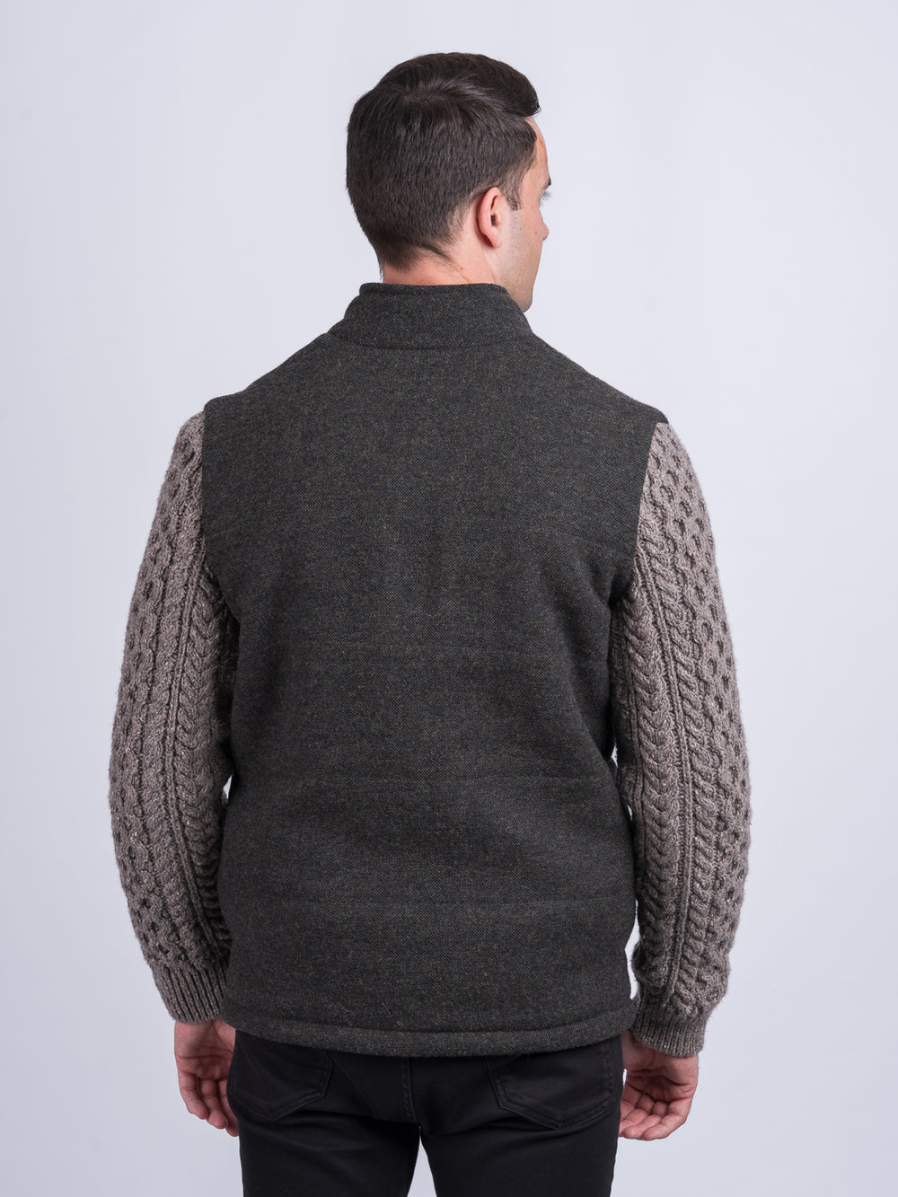 Light Green Shackleton Jacket with Rocky Road Cable Knit Sleeve