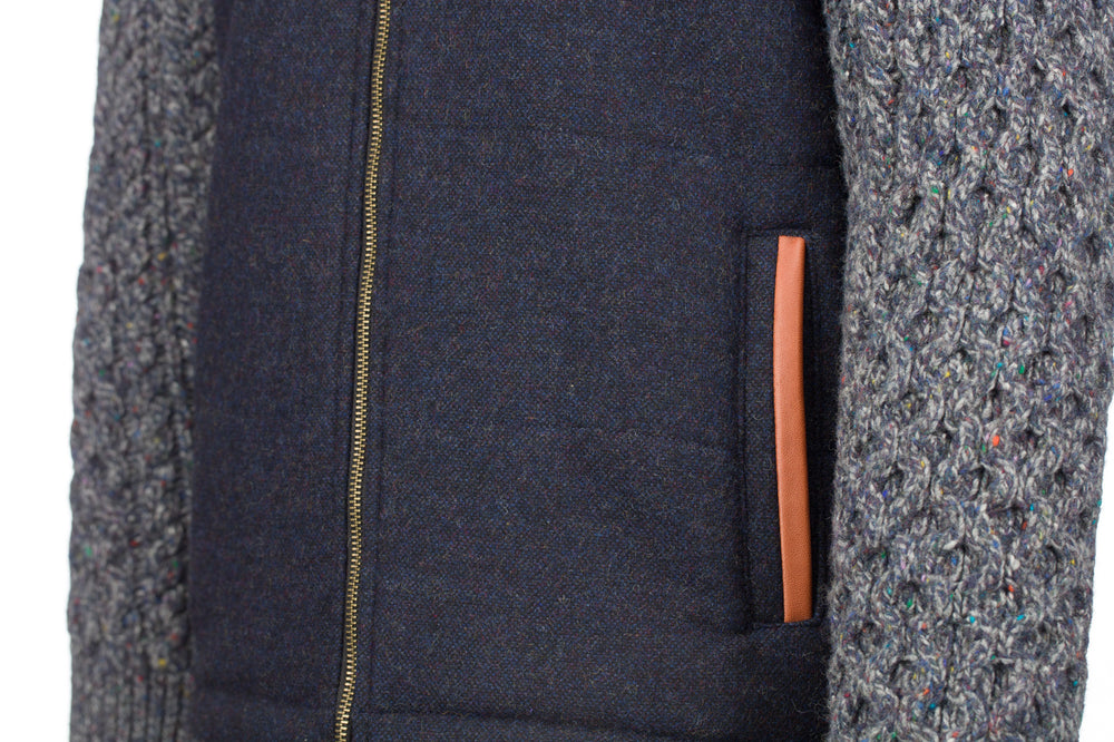Navy Shackleton Jacket with Marl Navy Cable Knit Sleeve