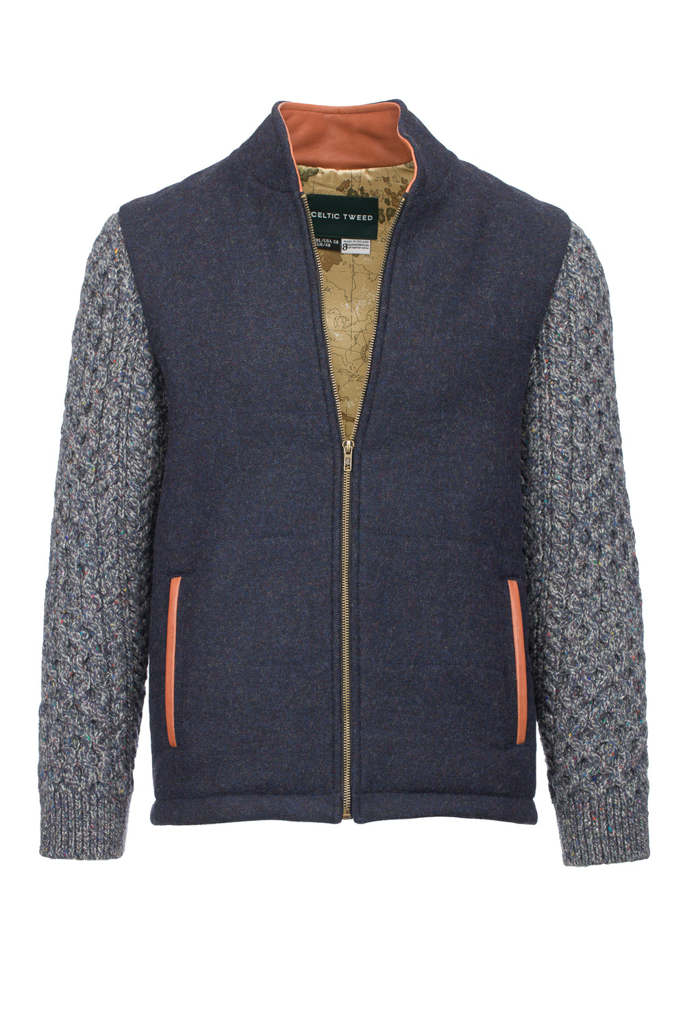 Navy Shackleton Jacket with Marl Navy Cable Knit Sleeve