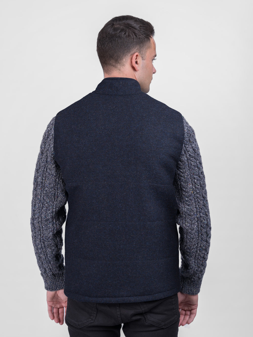 Navy Shackleton Jacket with Marl Navy Cable Knit Sleeve