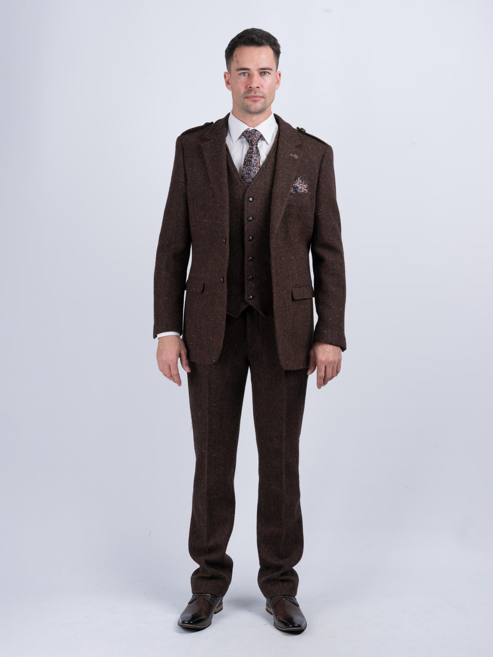 Mens Brown Herringbone Tweed Trouser