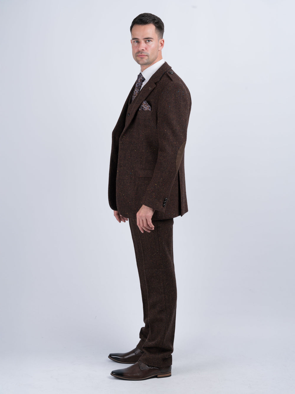 Mens Brown Herringbone Tweed Trouser