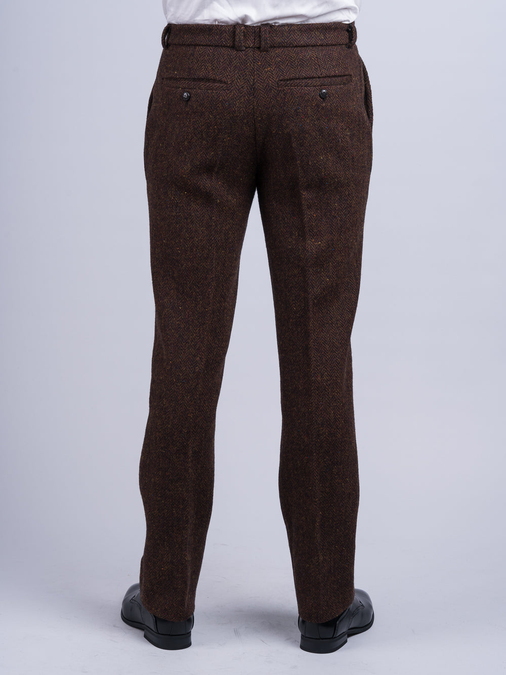 Mens Brown Herringbone Tweed Trouser