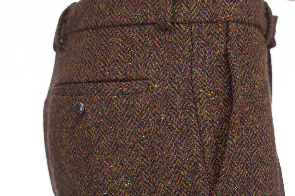Mens Brown Herringbone Tweed Trouser