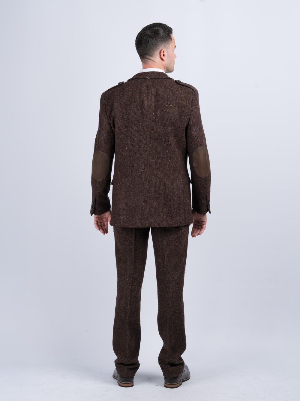 Mens Brown Herringbone Tweed Trouser