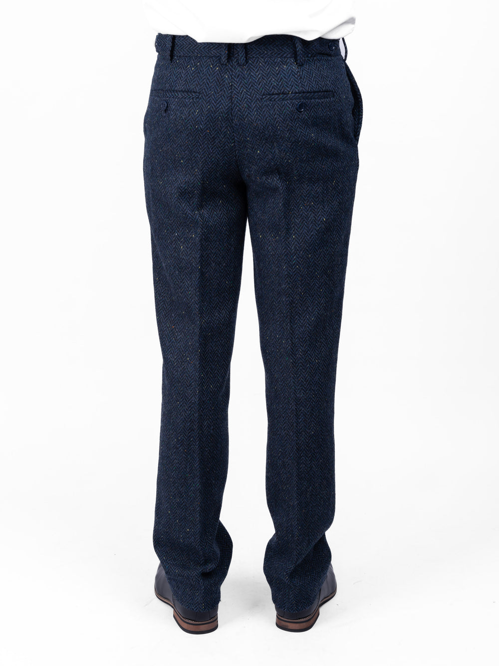 Blue Herringbone Irish Tweed Trousers