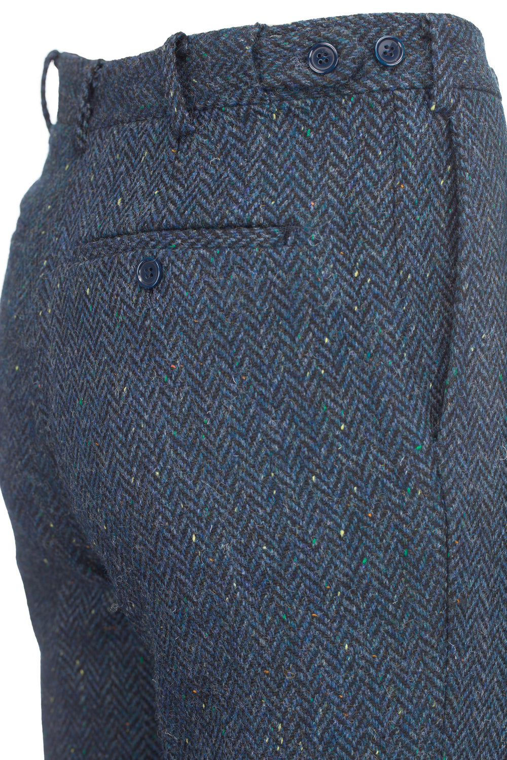 Blue Herringbone Irish Tweed Trousers