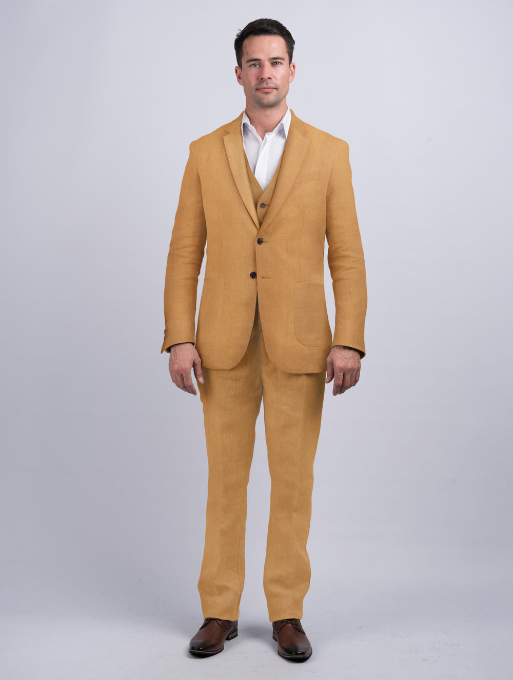 Mens Caramel Irish Linen Trousers & Pants