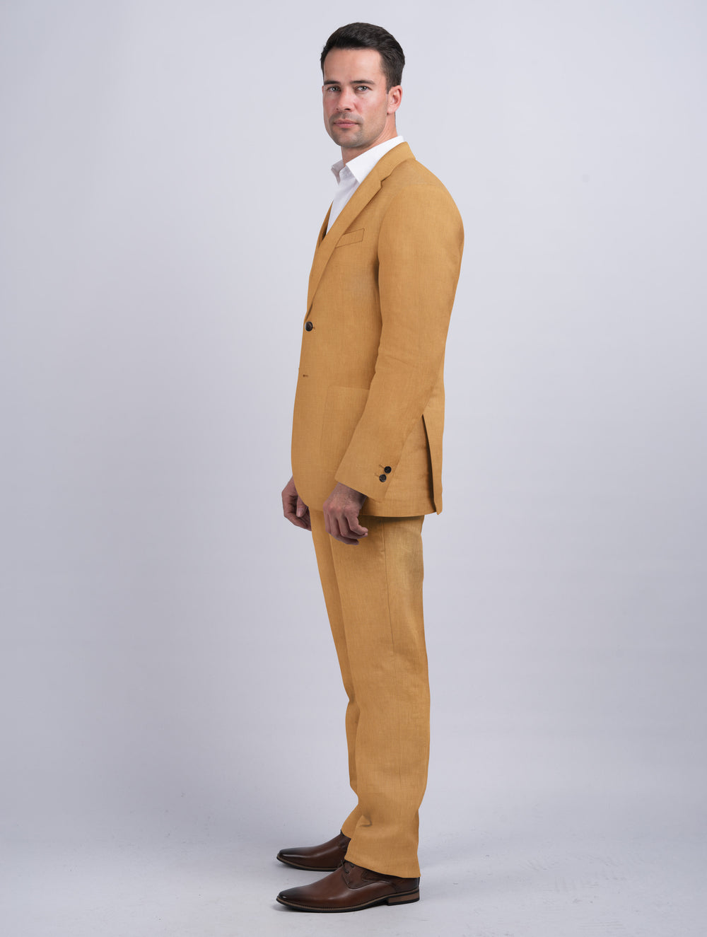 Mens Caramel Irish Linen Trousers & Pants